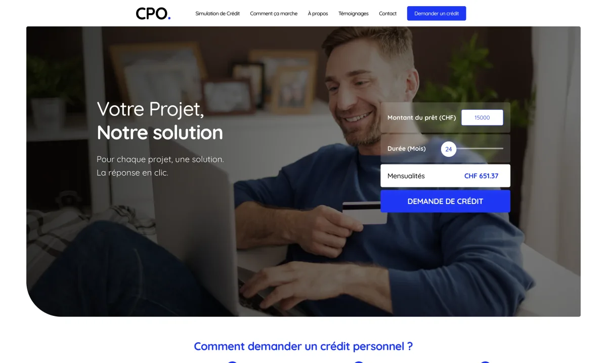 Website CPO Credits — Finanças · Website