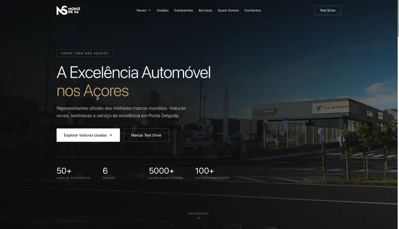 Website Moniz de Sá — Automóveis · Site informativo